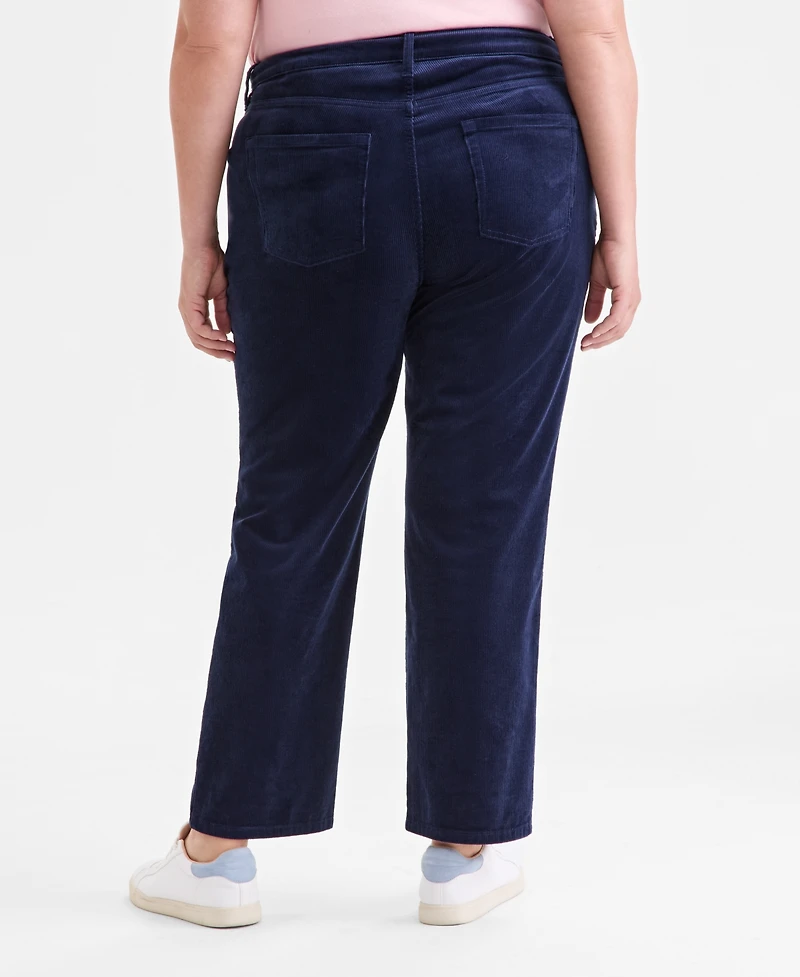 Style & Co Plus High-Rise Straight-Leg Corduroy Pants, Macy's Exclusive