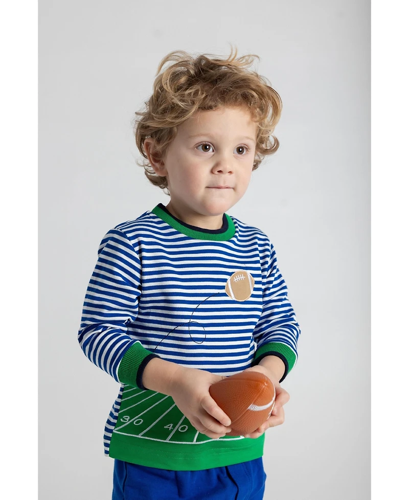 Florence Eiseman Toddler Boys Stripe Knit Shirt With Football Field