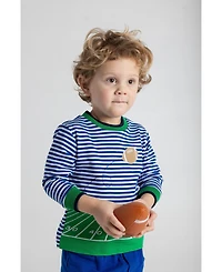 Florence Eiseman Toddler Boys Stripe Knit Shirt With Football Field