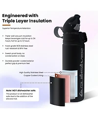 Quiksilver Laguna Stainless Steel Tripple Walled Insulated 12 Hour Cooling Tumbler with Air Sealed Straw, Chug