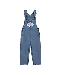 Ms. Rachel Baby Girls Denim Square Neck Vintage Wash Cosplay Overall, T-Shirt and Headband 3 Piece Outfit Set