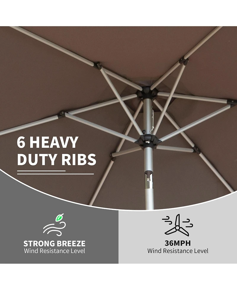 Flynama 7.5FT Outdoor Table Patio Umbrella with Push Button Tilt and Crank, Uv Protection Waterproof Market Sun Umbrella with 6 Sturdy Ribs