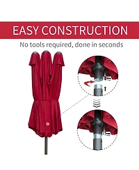 Flynama Patio Umbrella 15' Steel Rectangular Outdoor Double Sided Market with base, Sun Protection & Easy Crank
