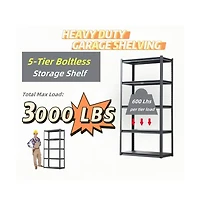5 Tier Heavy Duty Metal Storage Shelves ,Easy to Assemble ,Adjustable ,Storage Shelves for Basements, Garages and Kitchen