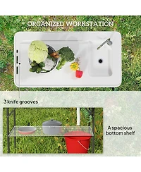 Outsunny Folding Fish Cleaning Table with Sink, Faucet, Sprayer,