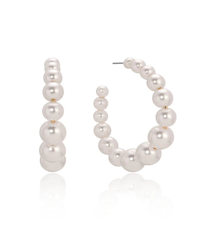 Ettika Cultured Pearl Bubble Hoops Earrings