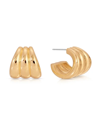 Ettika Triple Ribbed Hoops Earrings