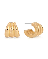 Ettika Triple Ribbed Hoops Earrings