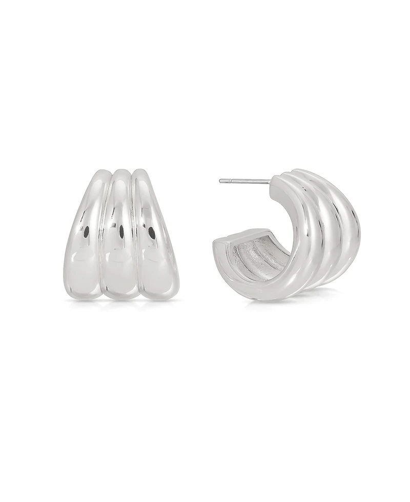 Ettika Triple Ribbed Hoops Earrings