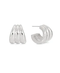 Ettika Triple Ribbed Hoops Earrings