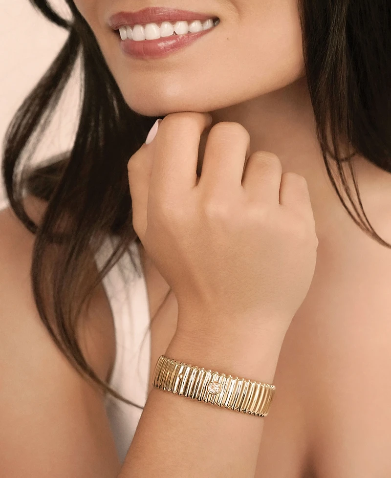 Ettika Ribbed Crystal Statement Cuff