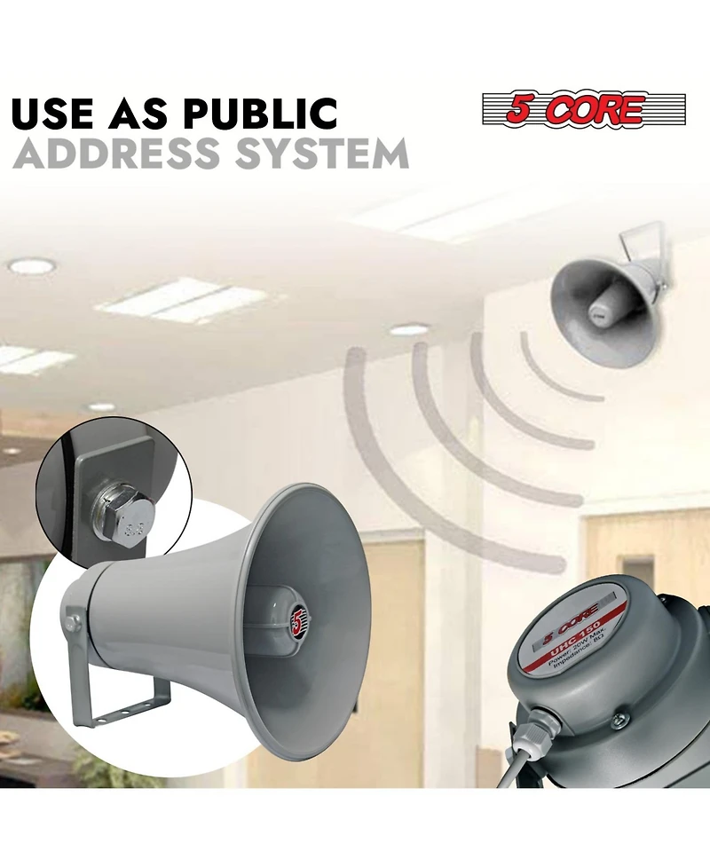 5Core Pa Speaker Pair 200W Bull Horn Loud Audio Indoor Outdoor Speakers System 8Ohm Reflex Megaphone - Uhc 150 2Pcs