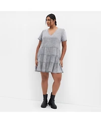 City Chic Plus Denim Tier Dress
