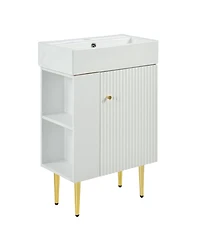 Casainc 21.6" Bathroom Vanity Combo Cabinet with Single Ceramic Sink and Left Side Storage