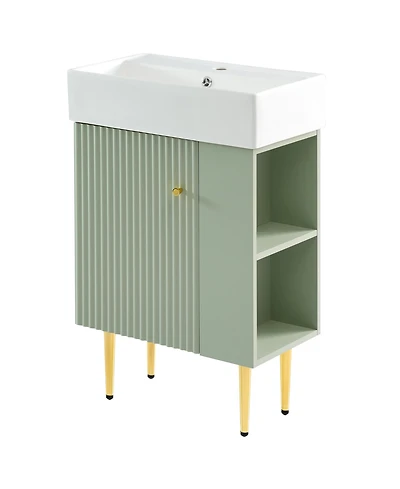 Casainc 21.6" Bathroom Vanity Combo Cabinet with Single Ceramic Sink and Left Side Storage