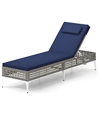 Gymax Patio Chaise Lounge Chair w/ 6-Position Adjustable Backrest Removable Cushion