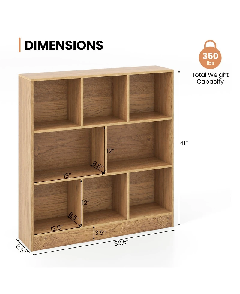 Slickblue Kids 8-Cube Storage Bookcase – Freestanding Organizer Shelf for Playroom, Nursery
