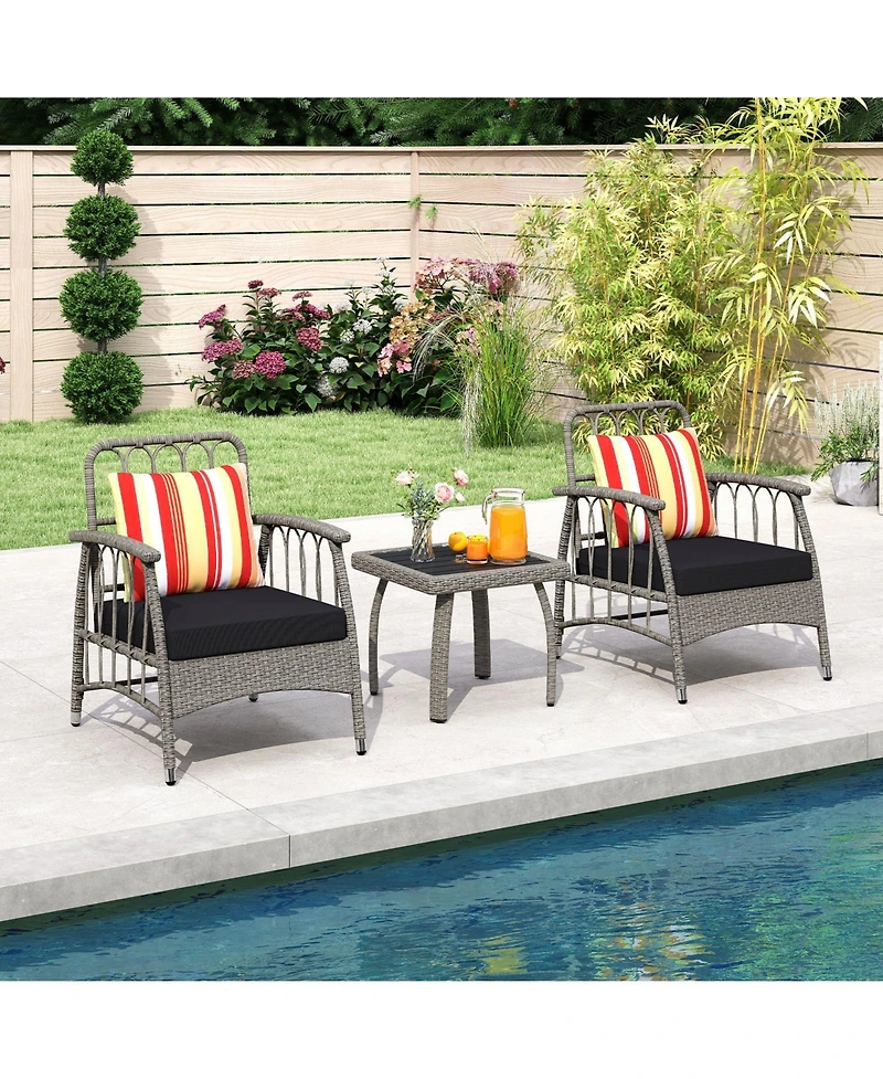 Slickblue Adjustable 3-Piece Patio Furniture Set with Reclining Backrest and Coffee Table – Perfect for Balcony or Garden