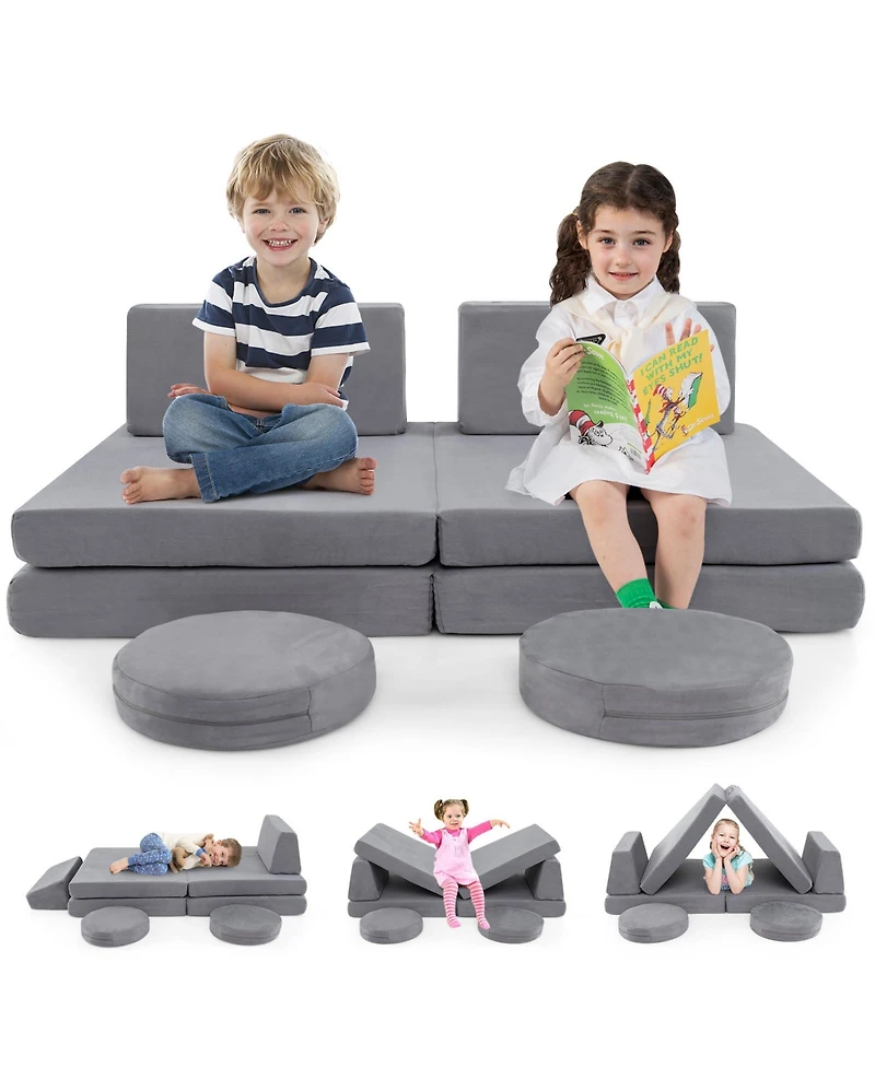 Slickblue Kids Modular Foam Play Couch Set of 6 – Soft Climbing and Seating Furniture with Washable Covers