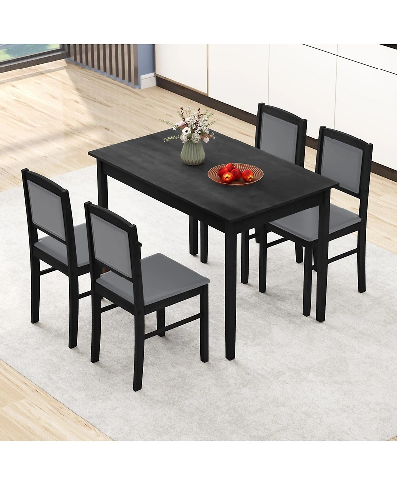 Slickblue 5-Piece Dining Table Set for 4 with Rubber Wood Legs – Compact Design Small Rooms