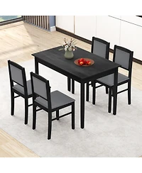 Slickblue 5-Piece Dining Table Set for 4 with Rubber Wood Legs – Compact Design Small Rooms