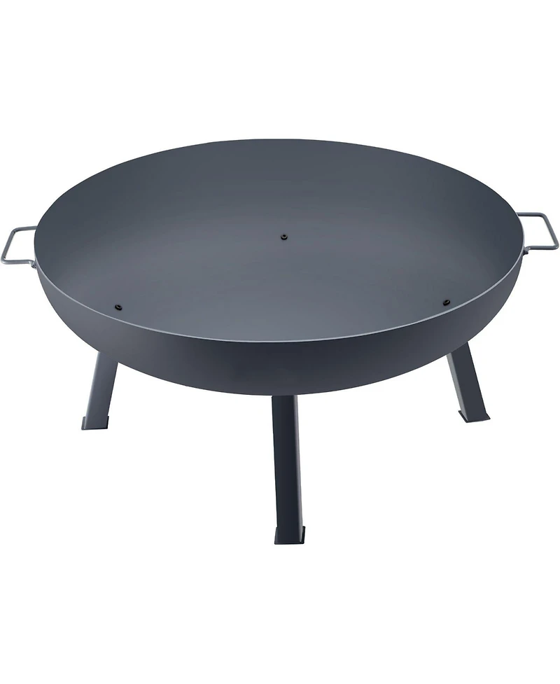 Slickblue Round Fire Pit Bowl Carbon Steel Wood Burning with Drain Hole and Handles