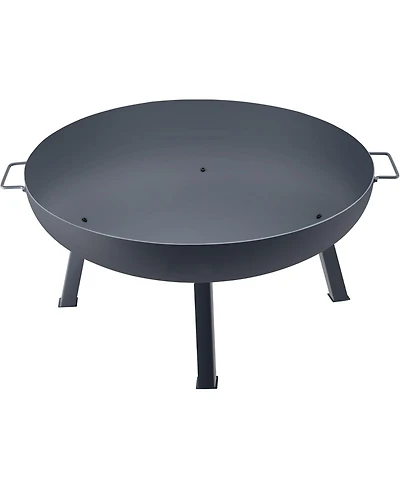 Slickblue Round Fire Pit Bowl Carbon Steel Wood Burning with Drain Hole and Handles