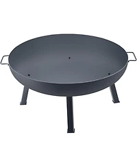 Slickblue Round Fire Pit Bowl Carbon Steel Wood Burning with Drain Hole and Handles