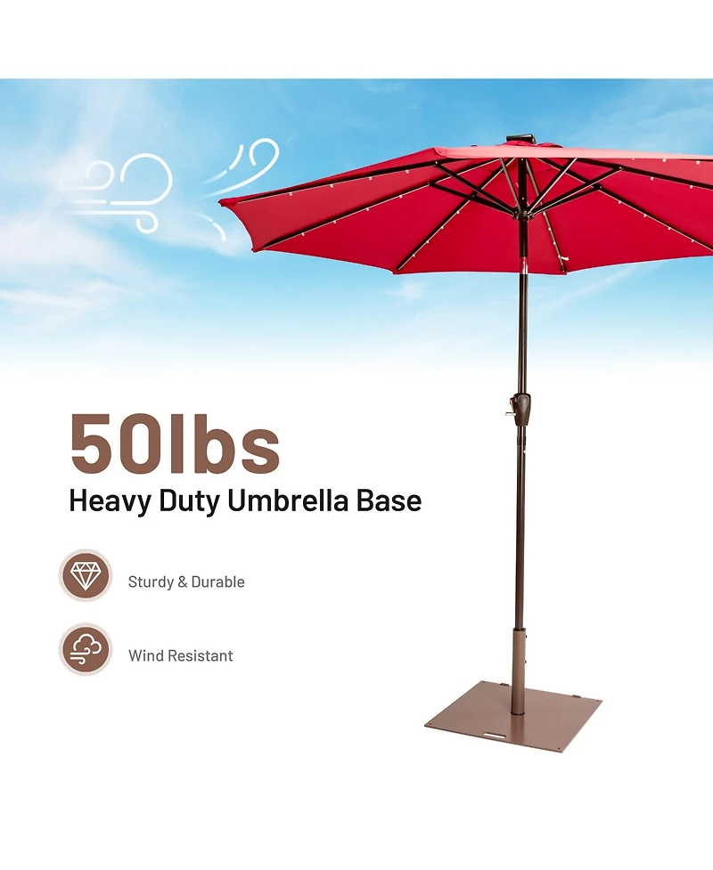 Gymax Square Weighted Patio Umbrella Base Stand 50 lbs Outdoor w/ 3 Adapters