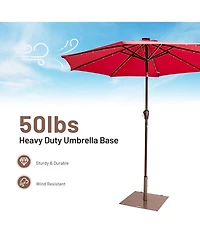 Gymax Square Weighted Patio Umbrella Base Stand 50 lbs Outdoor w/ 3 Adapters
