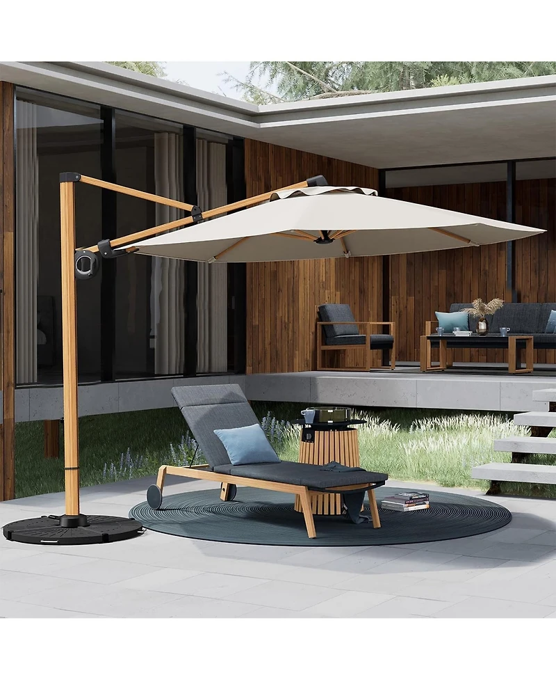 Mondawe Cantilever Umbrella w/ 360° Rotation & 45° Tilt,UPF50+ Waterproof Canopy,All-Aluminum Frame