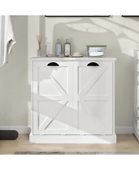 Casainc Tilt-Out Laundry Hamper Cabinet with Two Sorting Compartments and Top Shelf Organizer