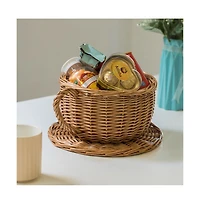 Wickerwise Wicker Saucer Coffee Mug Cup Decorative Gift Basket Desk Organizer