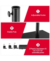 Gymax Square Weighted Patio Umbrella Base Stand 40 lbs Outdoor w/ 3 Adapters