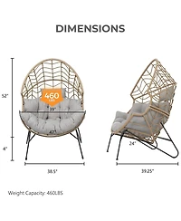 Mondawe Outdoor Bohemian Oversized Egg Chair With Ultra Thick Padding & Durable Steel Frame Chair