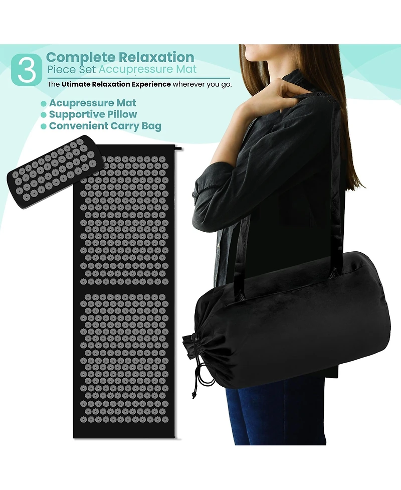 Sorbus 51 Inch Acupressure Mat, Pillow & Carry Bag