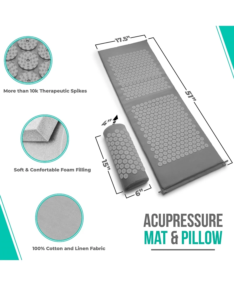 Sorbus 51 Inch Acupressure Mat, Pillow & Carry Bag