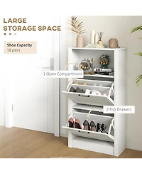 Homcom Shoe Storage Cabinet with Open Compartment and 2 Flip Drawers
