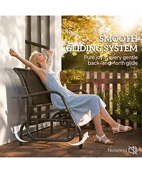 Outsunny 2-Person Outdoor Glider Bench Patio Double Swing Rocking Chair Loveseat with Power Coated Steel Frame for Backyard Garden Porch