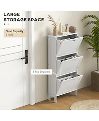 Homcom Modern Shoe Cabinet with 3 Flip Drawers for 6 Pairs,