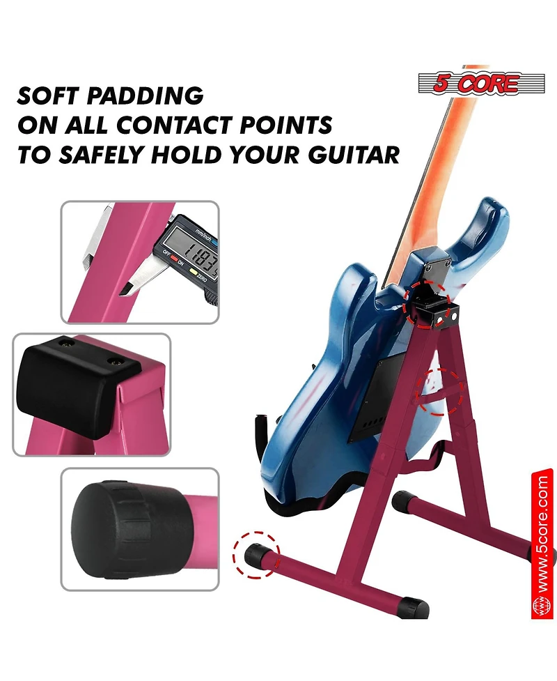 5Core Guitar Stand 2 Pack A Shape Foam Arm Rubber Pad for Acoustic Electric Bass