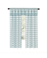 Kate Aurora Modern Country Farmhouse 3 Piece Buffalo Check Plaid Window Curtains & Valance Set