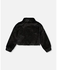 Deux par Girl Fake Fur Short Jacket Black - Toddler|Child