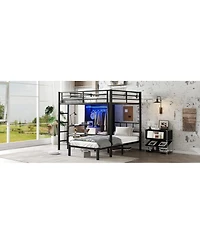 Streamdale Furniture Full Xl/Twin Bunk Bed with Desk & Closet - Black