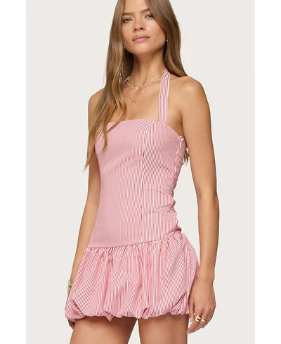 Edikted Women's Pinstripe Bubble Skirt Mini Dress