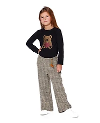 Deux par Girl Tweed Flare Pants Beige and Black - Toddler|Child