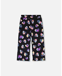 Deux par Girl Wide Leg Fleece Pants Black and Multicolor