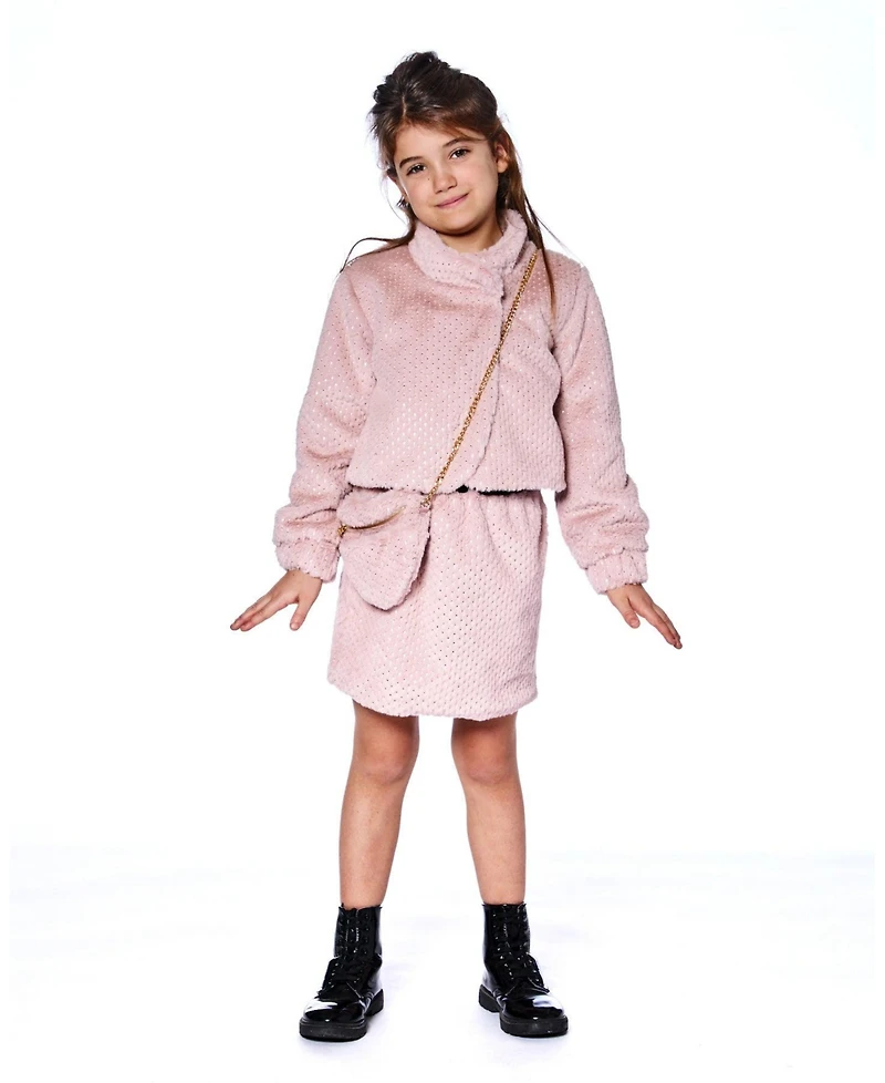 Deux par Girl Fake Fur Short Jacket Pink - Toddler|Child