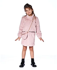Deux par Girl Fake Fur Short Jacket Pink - Toddler|Child