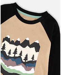 Deux par Boy Long Raglan Sleeve Jersey Tee Beige - Child